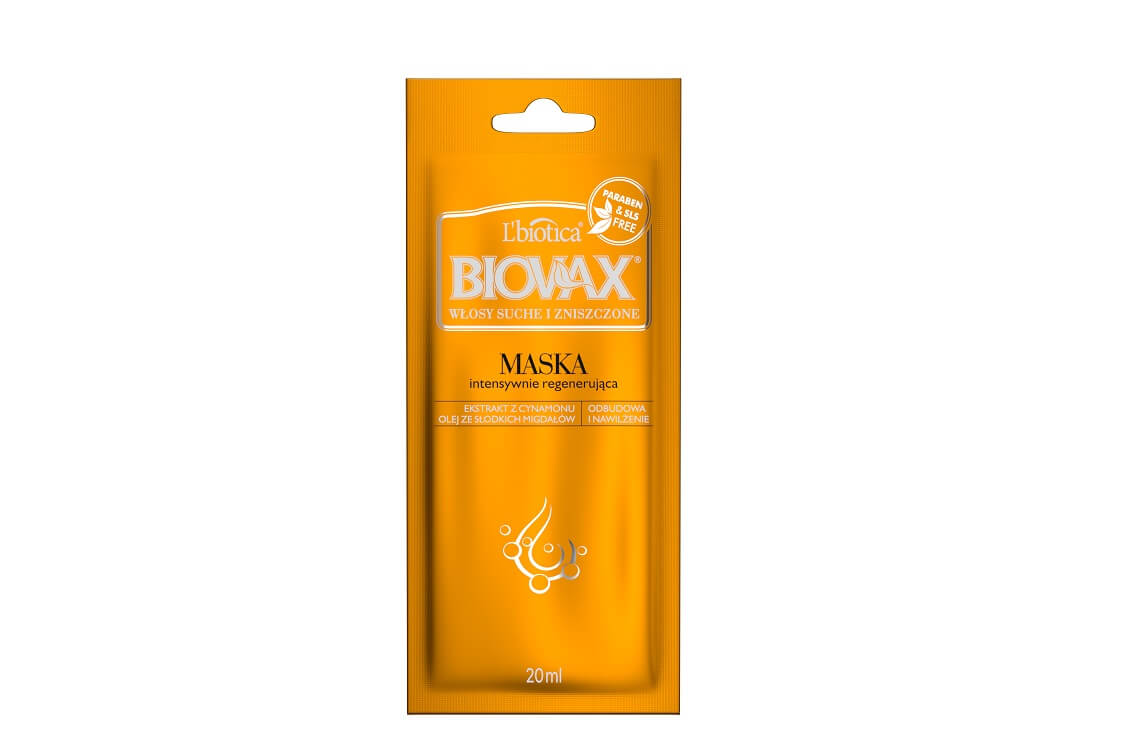 L'BIOTICA Biovax,  maseczka regenerująca do włosów suchych i zniszczonych, 20 ml