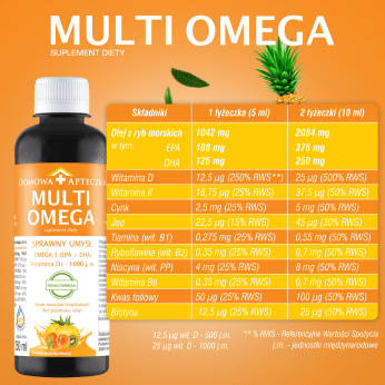 MultiOmega, syrop z olejem z ryb morskich wzmacniającym odporność, 250 ml