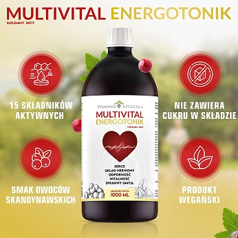Multivital Energotonik , płyn ze składnikami wspierającymi serce i układ nerwowy, 1 l