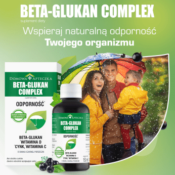 Beta-Glukan Complex , płyn z cynkiem i witaminą C o smaku czarnej porzeczki, 150 ml