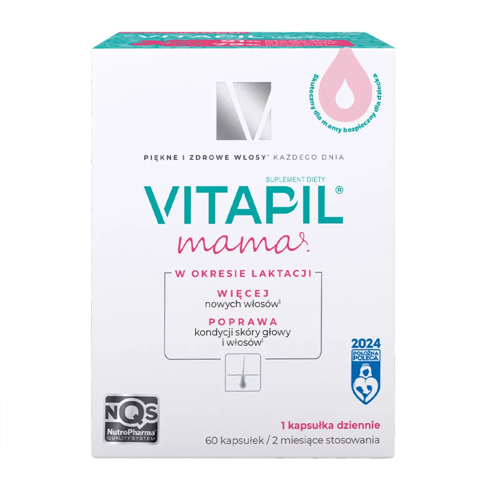 VITAPIL mama , przy wypadaniu włosów po ciąży i podczas karmienia piersią, 60 szt.