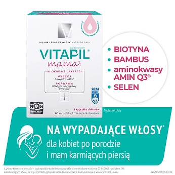 VITAPIL mama , przy wypadaniu włosów po ciąży i podczas karmienia piersią, 60 szt.
