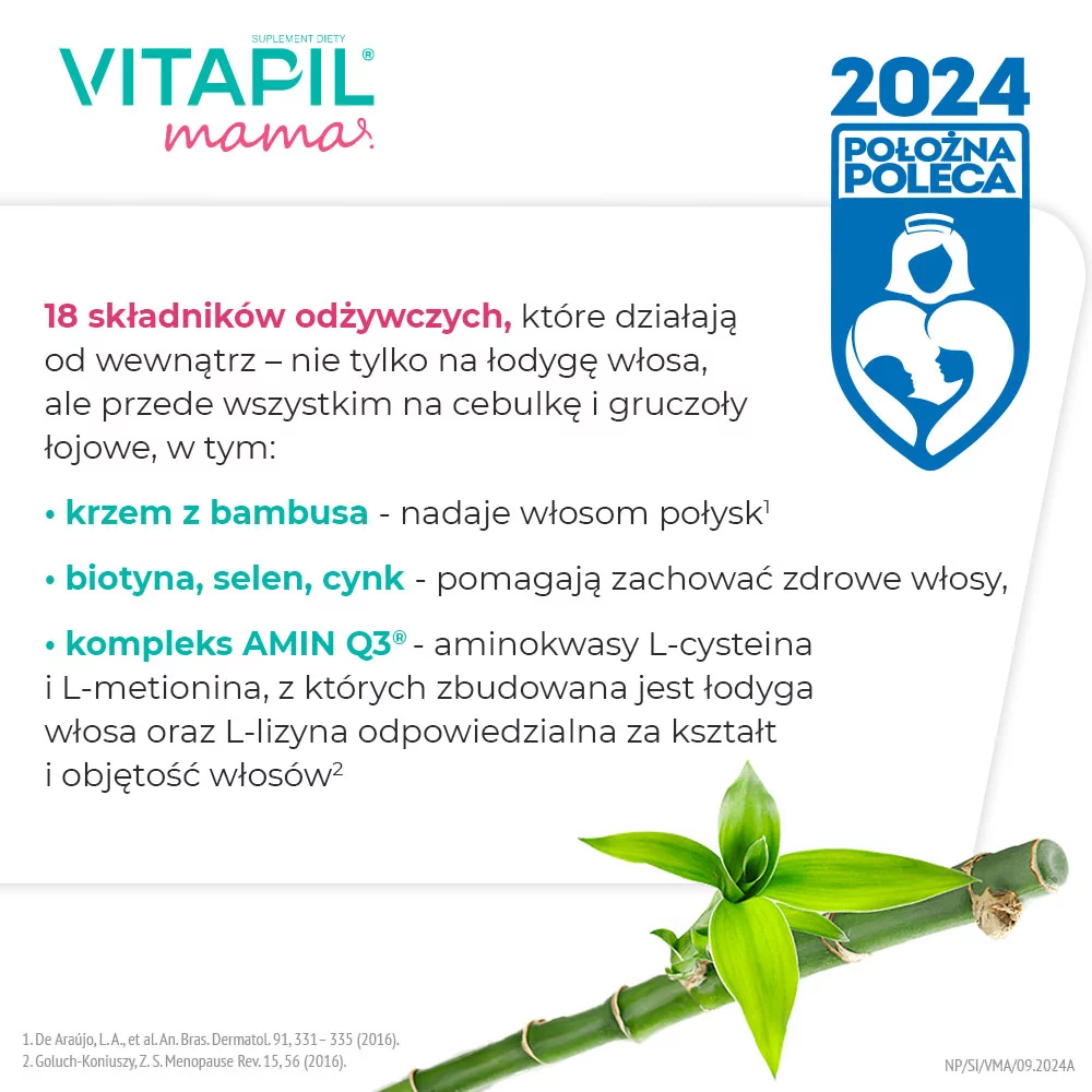 VITAPIL mama , przy wypadaniu włosów po ciąży i podczas karmienia piersią, 60 szt.