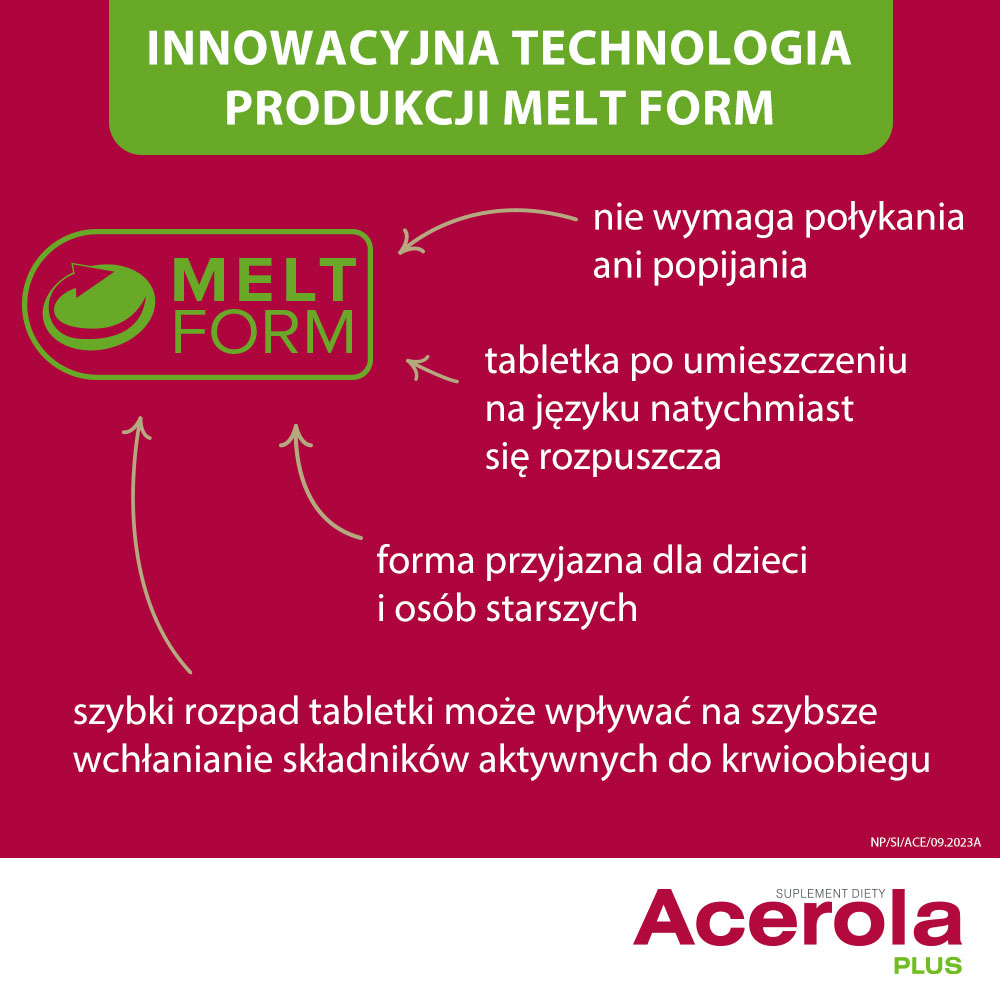 Acerola Plus Witamina C, tabletki ze składnikami wspomagającymi układ odpornościowy i funkcjonowanie naczyń krwionośnych, 60 szt.