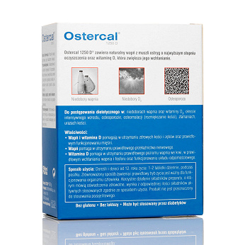 Ostercal 1250 D, tabletki ze składnikami pomagającymi utrzymać zdrowe kości i zęby, 60 szt.