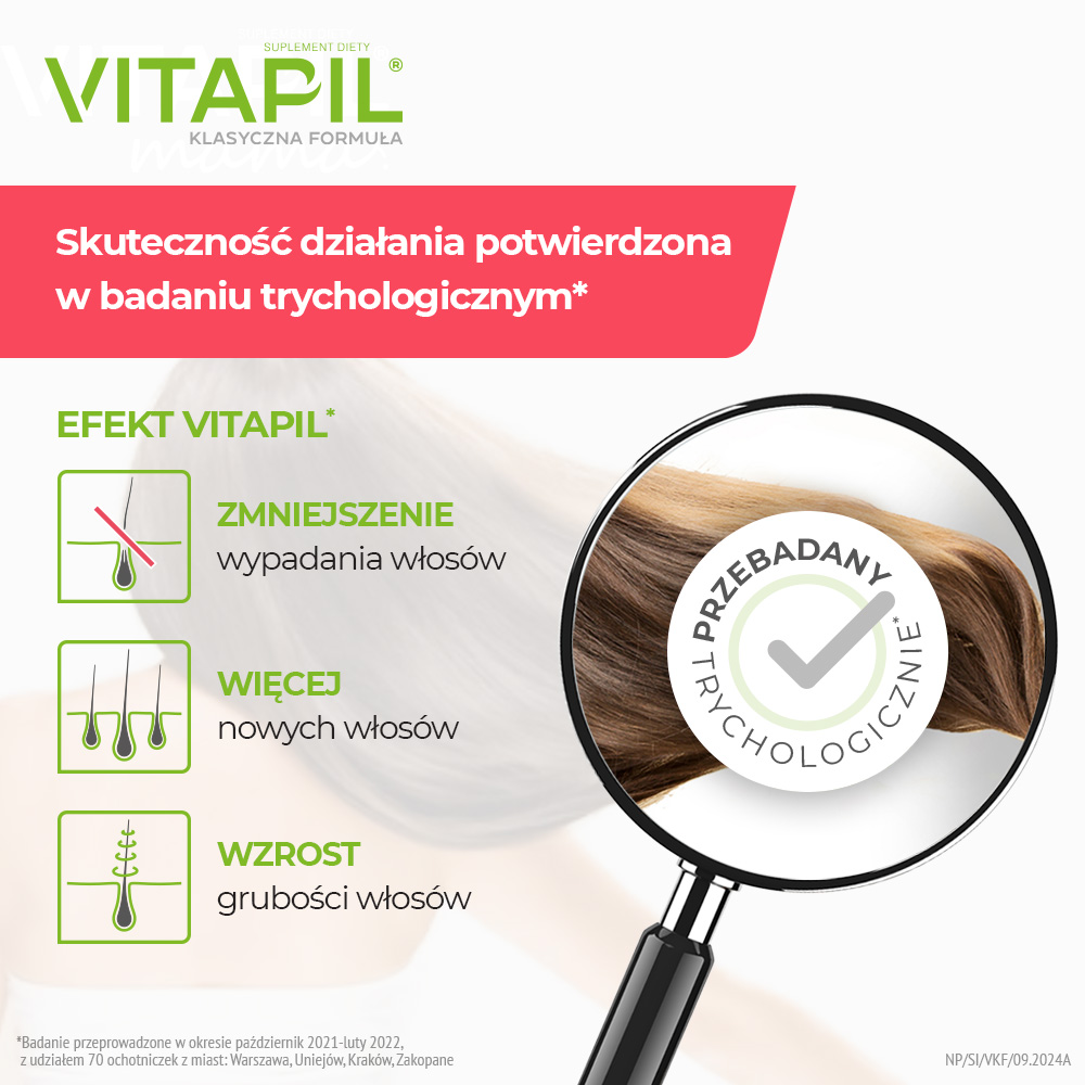 Vitapil z biotyną, przy wzmożonym wypadaniu włosów, 60 szt.