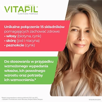 Vitapil z biotyną, przy wzmożonym wypadaniu włosów, 60 szt.