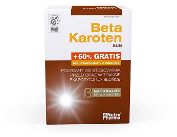 Beta Karoten Sun, kapsułki elastyczne do stosowania przed oraz w trakcie ekspozycji na słońce, 90 szt.