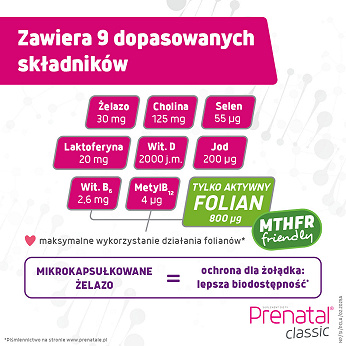Prenatal Classic, witaminy dla kobiet w ciąży (od 13. tygodnia) i karmiących piersią, 90 szt.