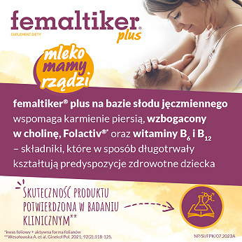 Femaltiker plus, wsparcie organizmu kobiety w okresie laktacji, smak karmelowy, 12 szt.