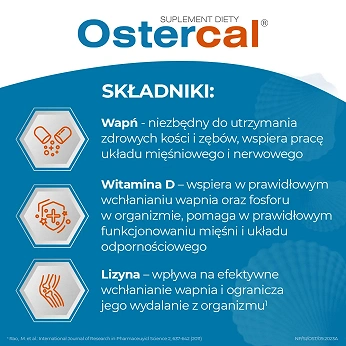 Ostercal, kapsułki ze składnikami wspomagającymi zdrowe kości, 90 szt.
