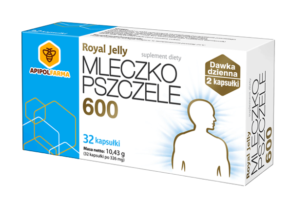 Royal Jelly Mleczko pszczele 600, kapsułki ze składnikami wspomagającymi sprawność fizyczną i psychiczną, 32 szt.