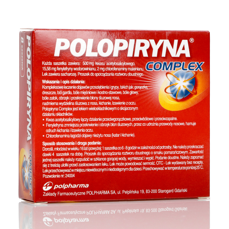 Polopiryna Complex, proszek na objawy przeziębienia i grypy, 8 sasz.