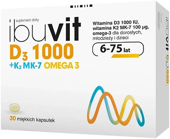 Ibuvit D3 1000 + K2 MK-7 Omega 3, kapsułki ze składnikami wzmacniającymi odporność, 30 szt.