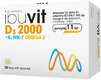 Ibuvit D3 2000 + K2 MK-7 Omega 3, kapsułki ze składnikami wzmacniającymi odporność, 30 szt.