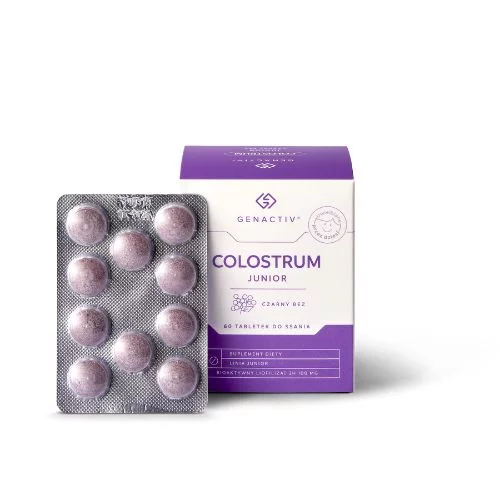 Genactiv Colostrum Junior, czarny bez, 60 tabletek do ssania