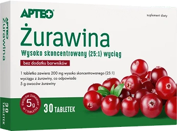 Żurawina APTEO, tabletki ze składnikami wspomagającymi funkcjonowanie układu moczowego, 30 szt.