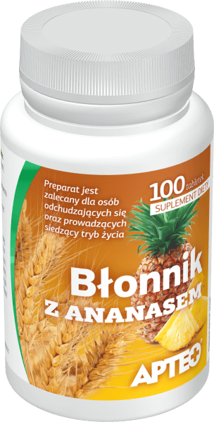 Błonnik z ananasem APTEO, tabletki zalecane w dietach odchudzających, 100 szt.