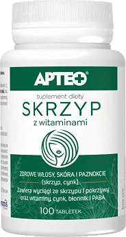 Skrzyp z witaminami APTEO, tabletki ze składnikami na zdrowe włosy, skórę, paznokcie, 100 szt.
