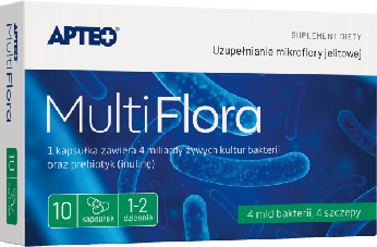 Multi Flora APTEO, kapsułki ze składnikami uzupełnieniającymi mikroflorę jelitową, 10 szt.