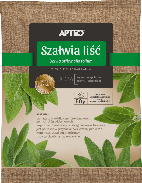 Szałwia liść APTEO, zioła wspomagające trawienie, odporność, 50 g