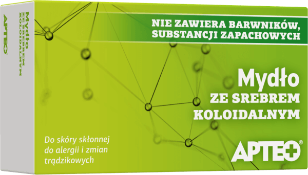 Mydło ze srebrem koloidalnym APTEO  do skóry skłonnej do alergii, zmian trądzikowych, 100 g 