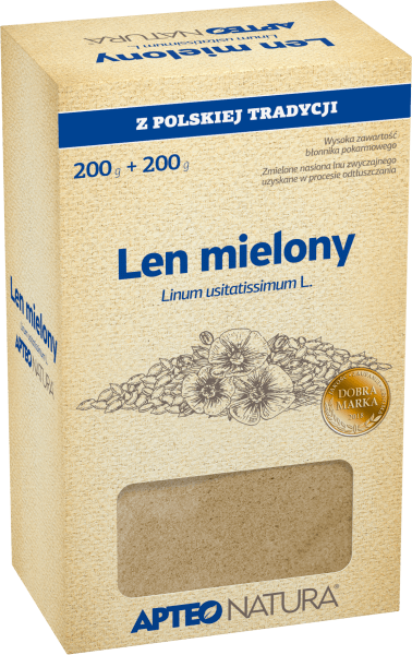 Len mielony APTEO, zioła do zaparzania wspierające prawidłową pracę jelit, 2 x 200 g