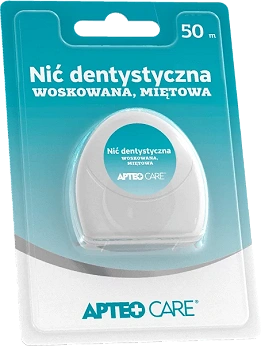 Nić dentystyczna APTEO CARE, woskowana, miętowa do higieny jamy ustnej, 50 m