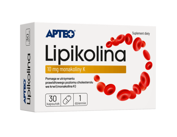 Lipikolina APTEO, kapsułki ze składnikami wspierającymi utrzymanie prawidłowego poziomu cholesterolu, 30 szt.