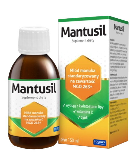 Mantusil, płyn ze składnikami wspomagającymi błonę gardła, 150 ml