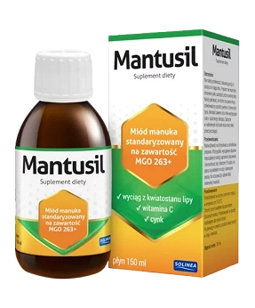 Mantusil, płyn ze składnikami wspomagającymi błonę gardła, 150 ml