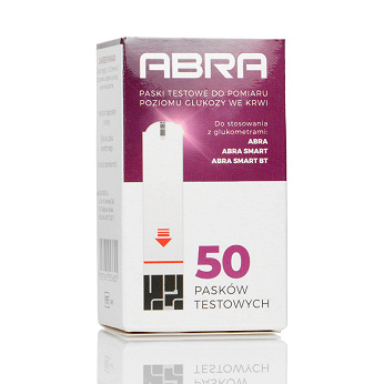 ABRA, paski testowe do pomiaru poziomu glukozy we krwi, 50 szt.
