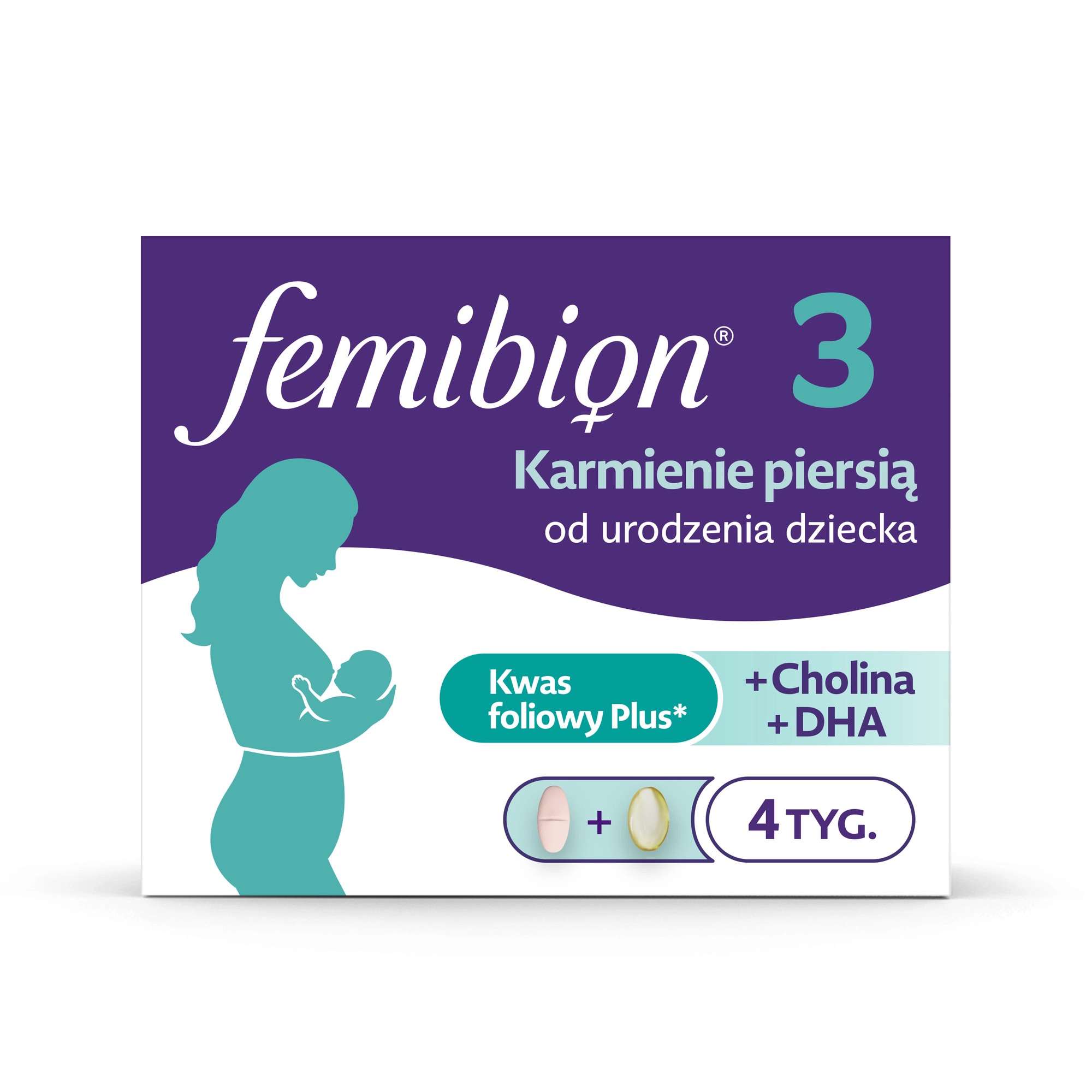 Femibion® 3 Karmienie Piersią kwas foliowy plus, DHA, 28 tabletek i 28 kapsułek