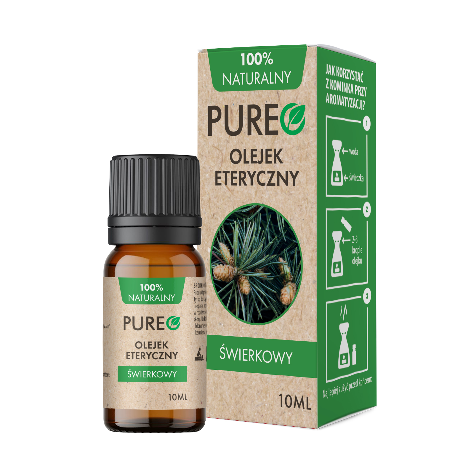 PUREO Olejek eteryczny, świerkowy, 10 ml