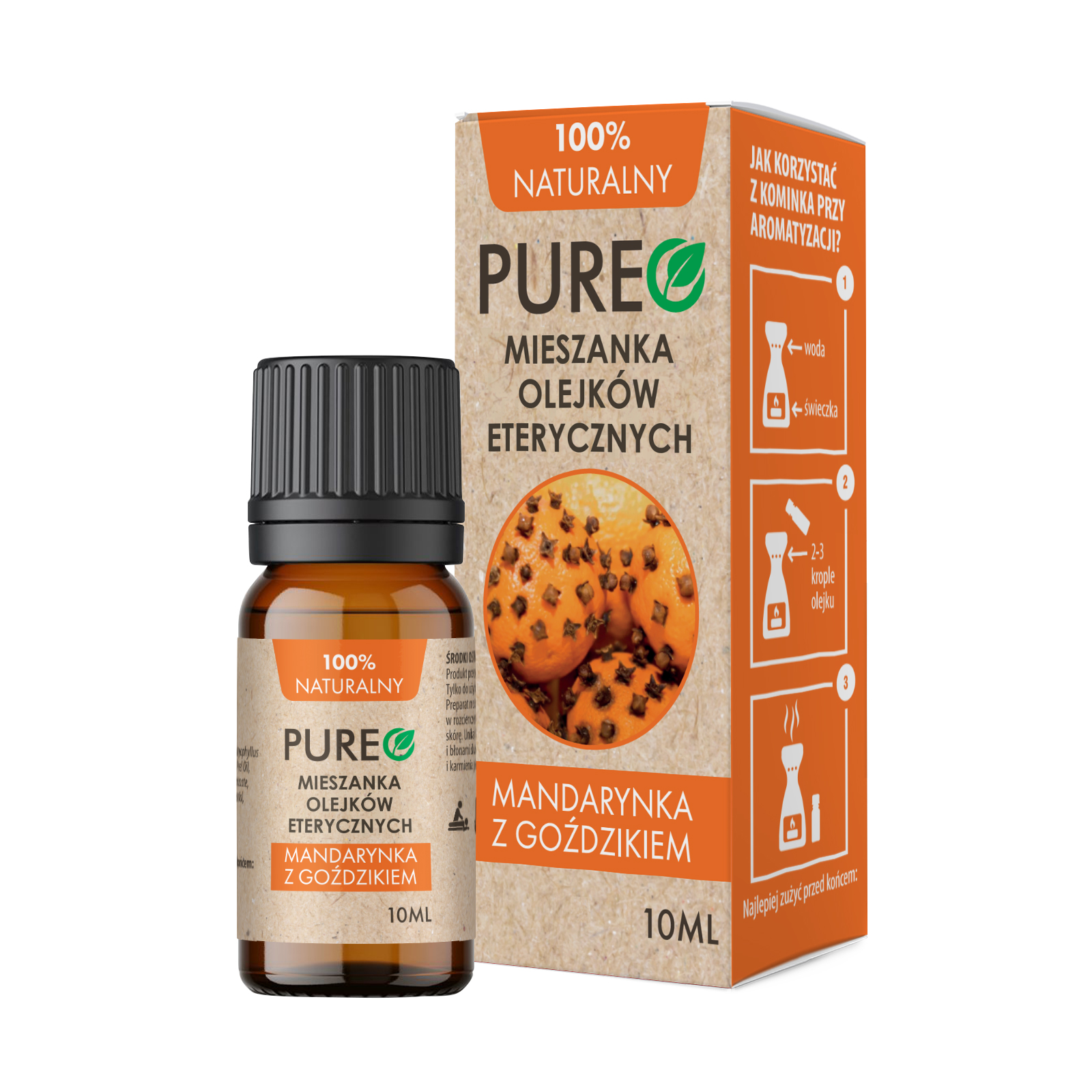 PUREO Olejek eteryczny, mandaryna z goździkiem, 10 ml