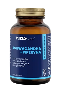 Pureo Health Ashwagandha + Piperyna, 90 kapsułek