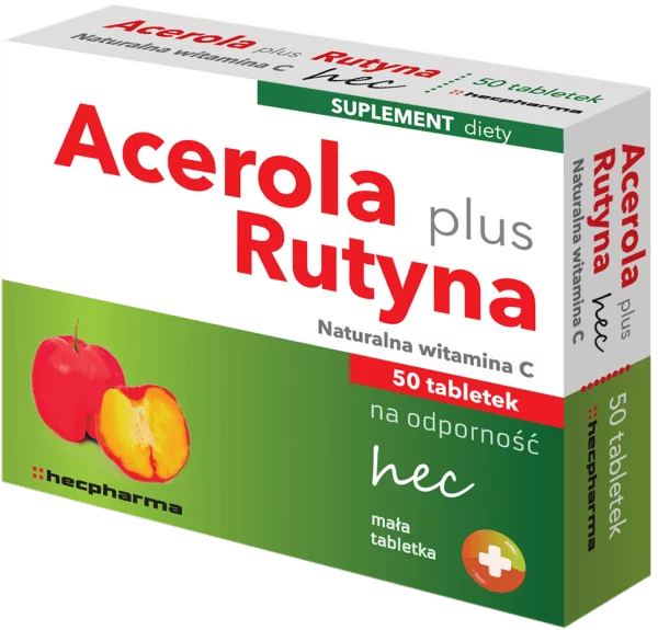 Acerola Plus Rutyna hec, tabletki z witaminą C wspomagającą odporność, 50 szt.