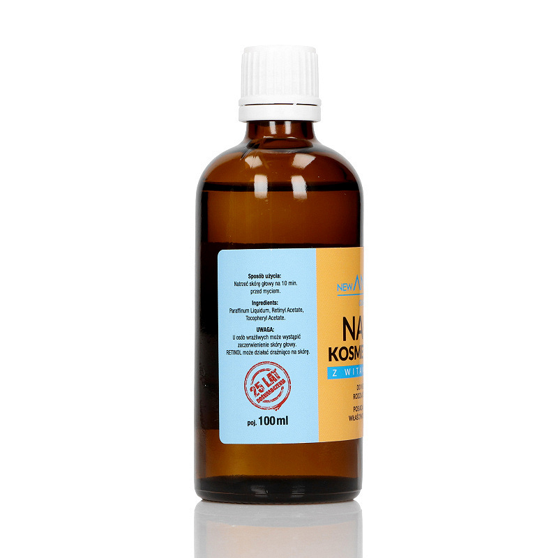 Nafta kosmetyczna z witaminą A+E, płyn wzmacniający włosy, 100 ml