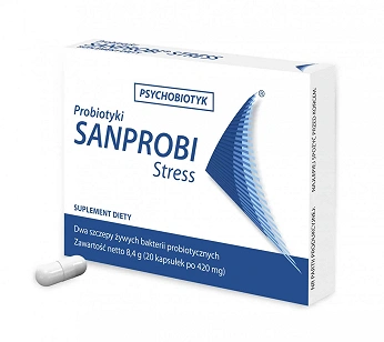 Sanprobi Stress, kapsułki ze składnikami wspomagającymi mikroflorę jelitową, 20 szt.