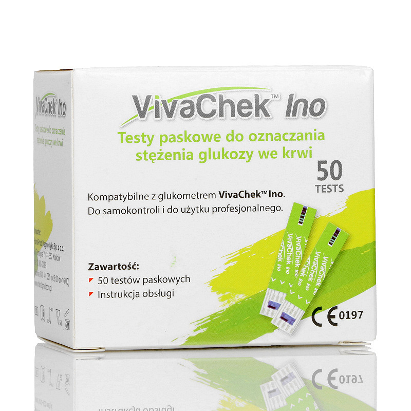 VivaCheck Ino, test paskowy do oznaczania poziomu glukozy we krwi, 50 szt.