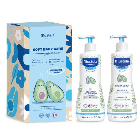 LABORATOIRES EXPANSCIENCE Mustela Soft Baby Care Delikatna Pielęgnacja, zestaw: żel do mycia, 500 ml + mleczko do ciała, 500 ml — Inhaltsstoffe i ocena