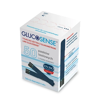 Glucosense, test paskowy do pomiaru cukru, 50 szt.