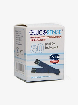Glucosense, test paskowy do pomiaru cukru, 50 szt.
