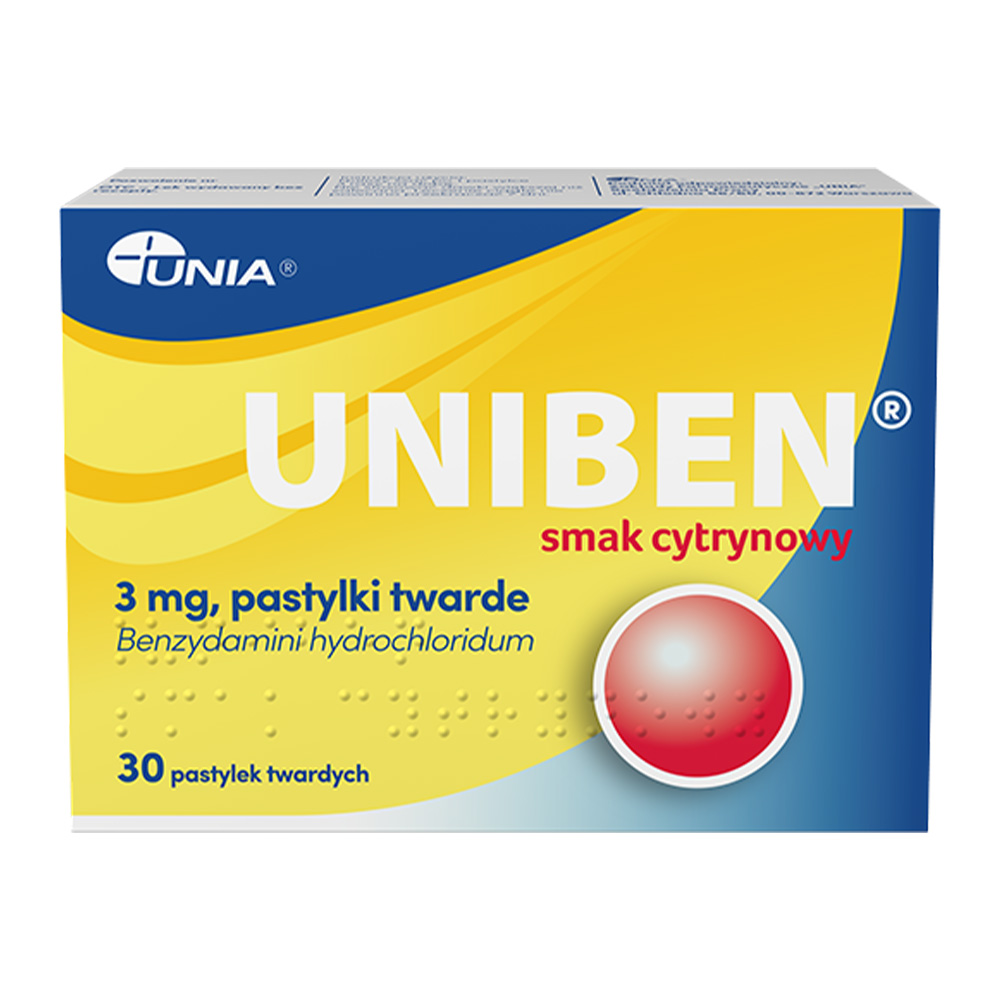 Uniben 3 mg 30 pastylek, smak cytrynowy
