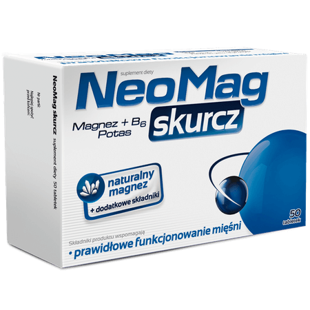 NeoMag skurcz, tabletki ze składnikami wspomagającymi prawidłowe funkcjonowanie mięśni, 50 szt.