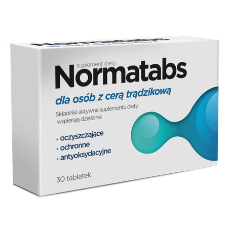 Normatabs, tabletki ze składnikami wspomagającymi w trądziku, 30 szt.
