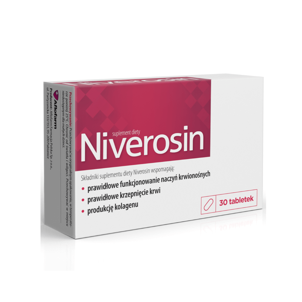 Niverosin, tabletki  ze składniakami wspomagającymi funkcjonowanie naczyń krwionośnych i produkcję kolagenu, 30 szt.