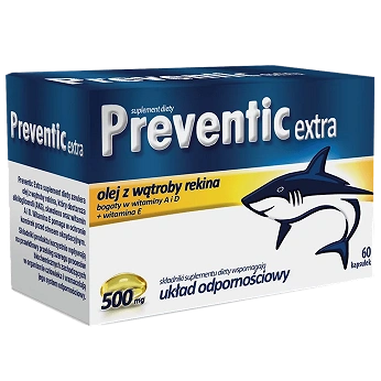 Preventic Extra , kapsułki z olejem z wątroby rekina wspierającym odporność, 60 szt.