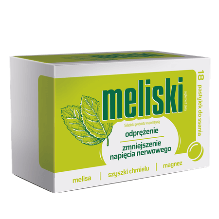 Meliski, pastylki do ssania ze składnikami wspierającymi spokojny sen, 18 szt.