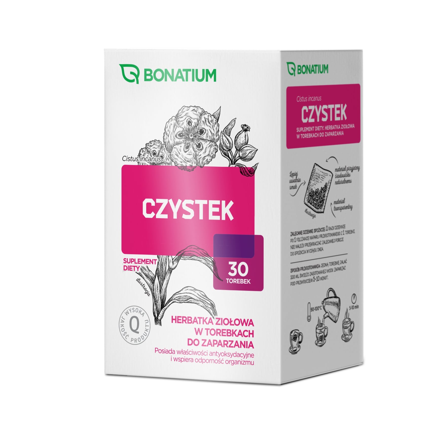 BONATIUM Czystek torebki do zaparzania z herbatką ziołową, 30 szt.